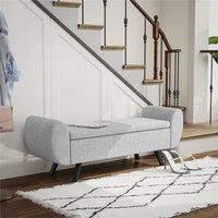 EONLION Storage Ottoman with Armrest, Linen Storage Bench in Light Grey | Size: 100 cm