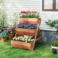 EONLION Brown-3 Tier Raised Garden Bed Wooden Elevated Planter in Brown | Size: 100g