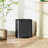 EONLION Black-2 x 20L Kitchen Double Bin in Black | Size: 100 cm