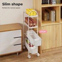 EONLION 4 Tier Kitchen Trolley Cart in White | Size: 100 cm