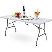 EONLION Camping Heavy Duty Folding Trestle Table in White | Size: 100 cm