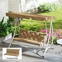 EONLION 3 Seater Khaki-Bench Cushion Swing Chair Seat Pad in Khaki | Size: 100 cm