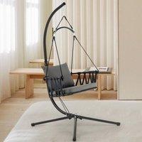 Kelvenix Hanging Swing Chair Indoor Outdoor Hammock Chair in Black | Size: 0.6m2