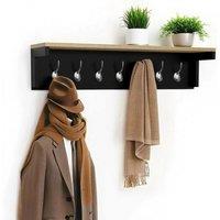 Kelvenix Black Wall Mounted Coat Rack Shelf 80cm