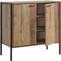 FLAVORA Rustic Finish 2Door Sideboard Storage Cabinet in Brown | Size: 100 cm x 100 cm