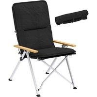 VOGREX Padded Camp Chair Outdoor High Back Folding Recliner with Bag Black