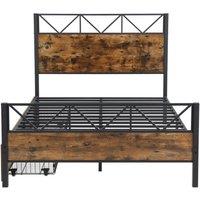 Kelvenix 4ft6 Double Bed Solid Bed Frame in Brown
