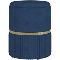 Kelvenix Round Pouffe, Storage Footstool with Cushioned Top in Blue | Size: 0.6m2