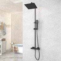 FLAVORA Square Rainfall Shower Set Exposed Thermostatic Mixer in Black