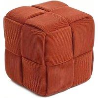 FLAVORA Corduroy Square Ottoman Soft Stool in Orange | Size: 100 cm x 100 cm