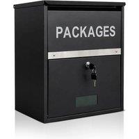 FLAVORA Wall Mounted Lockable Mail Parcel Box Black | Size: Large