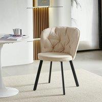 SONARA Modern Dining Chair Set of 1 with Blended Woven Fabric & Metal Legs in White