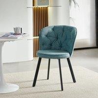 SONARA Modern Dining Chair Set of 1 with Blended Woven Fabric & Metal Legs in Blue