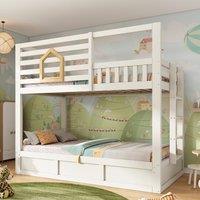 okwish 3ft Single Cabin Bunk Bed with Hydraulic Storage in White