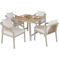 SONARA Compact 4-Seater Beige Patio Dining Set with WPC Table & Rope Chairs