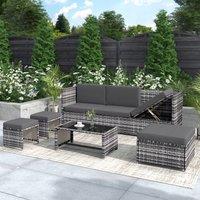 SONARA Rattan Garden Furniture: 4-6 Seater Set with Table & Stool in Charcoal