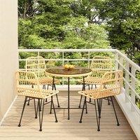 Berkfield Home 5 Piece Garden Dining Set Poly Rattan in Brown