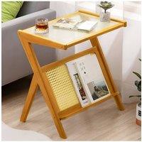 Compact Bamboo End Table in Brown