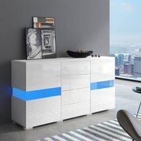 Rolipo Modern White High Gloss LED Sideboard TV Stand 140cm
