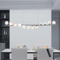 Garwarm 12 - Light LED Dimmable Linear Kitchen Island Pendant Chrome in Silver