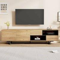 Rolipo 173cm Wood Grain TV Console with Storage for 70 Inch TV in Brown