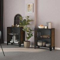 Berkfield Home Storage Cabinets 2 pcs Rustic Brown 72x36x82 cm Metal & MDF | Size: 72 x 36 x 82 cm