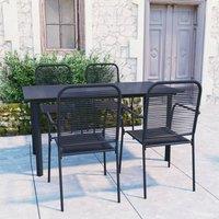 Berkfield Home 5 Piece Garden Dining Set Black Glass & Steel