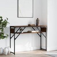 Berkfield Home Console Table with Shelf Brown Oak 105x30x75cm Engineered Wood | Size: 105 x 30 x 75 cm