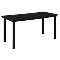 Berkfield Home Garden Dining Table Black 150x80x74 cm Steel & Glass | Size: 150 x 80 x 74 cm