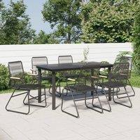 Berkfield Home 7 Piece Garden Dining Set Black PVC Rattan