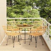 Berkfield Home 5 Piece Garden Dining Set Poly Rattan in Brown