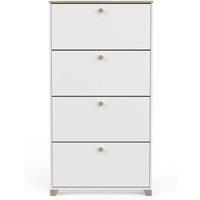 CALICOSY Shoe Cabinet With 4 Drop-Down Doors In Kronberg Oak & White Finish