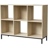 CALICOSY 6-Compartment Storage Shelf With Metal Legs in Light Brown
