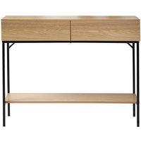 CALICOSY Console Table With 2 Drawers & 1 Shelf, Wood Finish, 100 Cm Wide in Light Brown