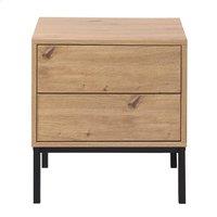 CALICOSY Bedside Table With 2 Drawers, Oak Finish, H50 Cm - LENNY in Light Oak