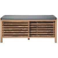 CALICOSY Shoe Bench With 2 Sliding Doors & Openwork Slats, 112 Cm Wide, LIAM in Dark Brown