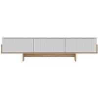 CALICOSY TV Cabinet With 3 Grooved Drop-Down Doors, 180 Cm Wide - HELYO in White