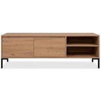 CALICOSY TV Stand With 2 Drop-Down Doors & 2 Shelves, 150 Cm Wide - PLOCK in Light Brown