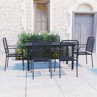 Berkfield Home 7 Piece Garden Dining Set Black Glass & Steel