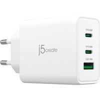 J5create 65w Gan Usb-c 3-port Charger in White