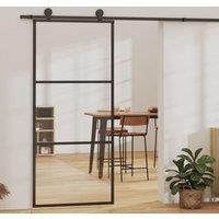 Berkfield Home Sliding Door with Hardware Set ESG Glass&Aluminium 90x205 cm in Black