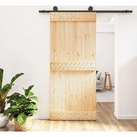 Berkfield Home Sliding Door with Hardware Set 90x210 cm Solid Wood Pine in Brown