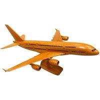 netfurniture A380 Wooden Aircraft Model Handcrafted Mahogany Display Plane in Brown