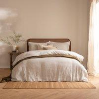 Yard Perrie Leaf Muslin 100% Cotton Duvet Cover Set in Natural | Size: Super King