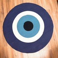 Serenityy Cotton Rope Evil Eye Rug 120 cm in Blue | Size: 200 cm x 120 cm