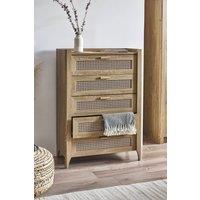 Julian Bowen Sydney Rattan Print 5 Drawer Chest in Light Oak