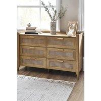 Julian Bowen Sydney Rattan Print 6 Drawer Wide Chest in Light Oak