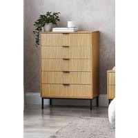 Julian Bowen Sia Fluted 5 Drawer Chest in Light Oak