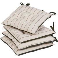 Dibor Set of 4 Colbrook Cotton Stripe Indoor Outdoor Garden Furniture Chair Sofa Seat Pads L40cm x W40cm in Brown | Size: 40 cm x 40 cm