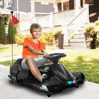 HOMCOM 12V Electric Go Kart for Kids, Battery Powerd Ride on Drift Car with Music, Colorful LED Lights, Slow Start, for 8-12 Years Old